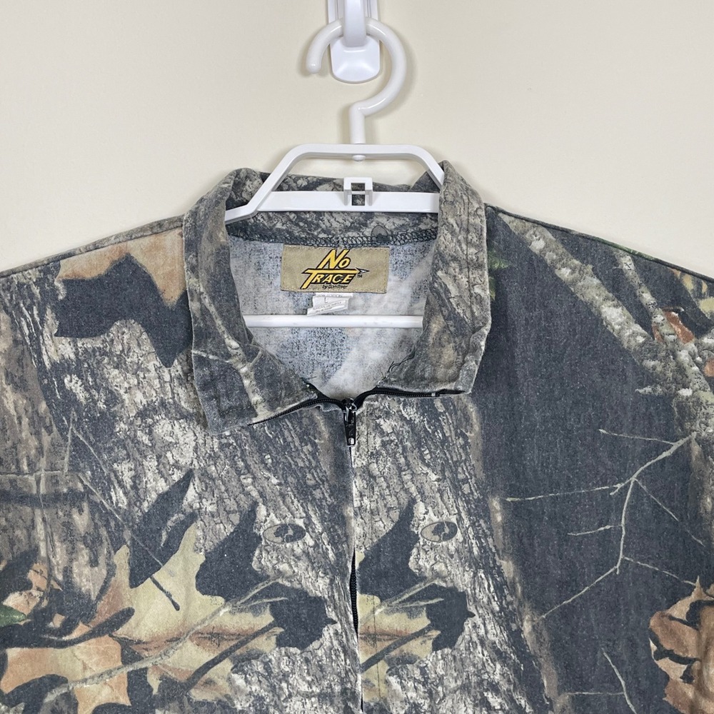 No Trace Mossy Oak Camo Full Zip Jacket Mens L Green Brown Hunting Utility - Picture 3 of 10